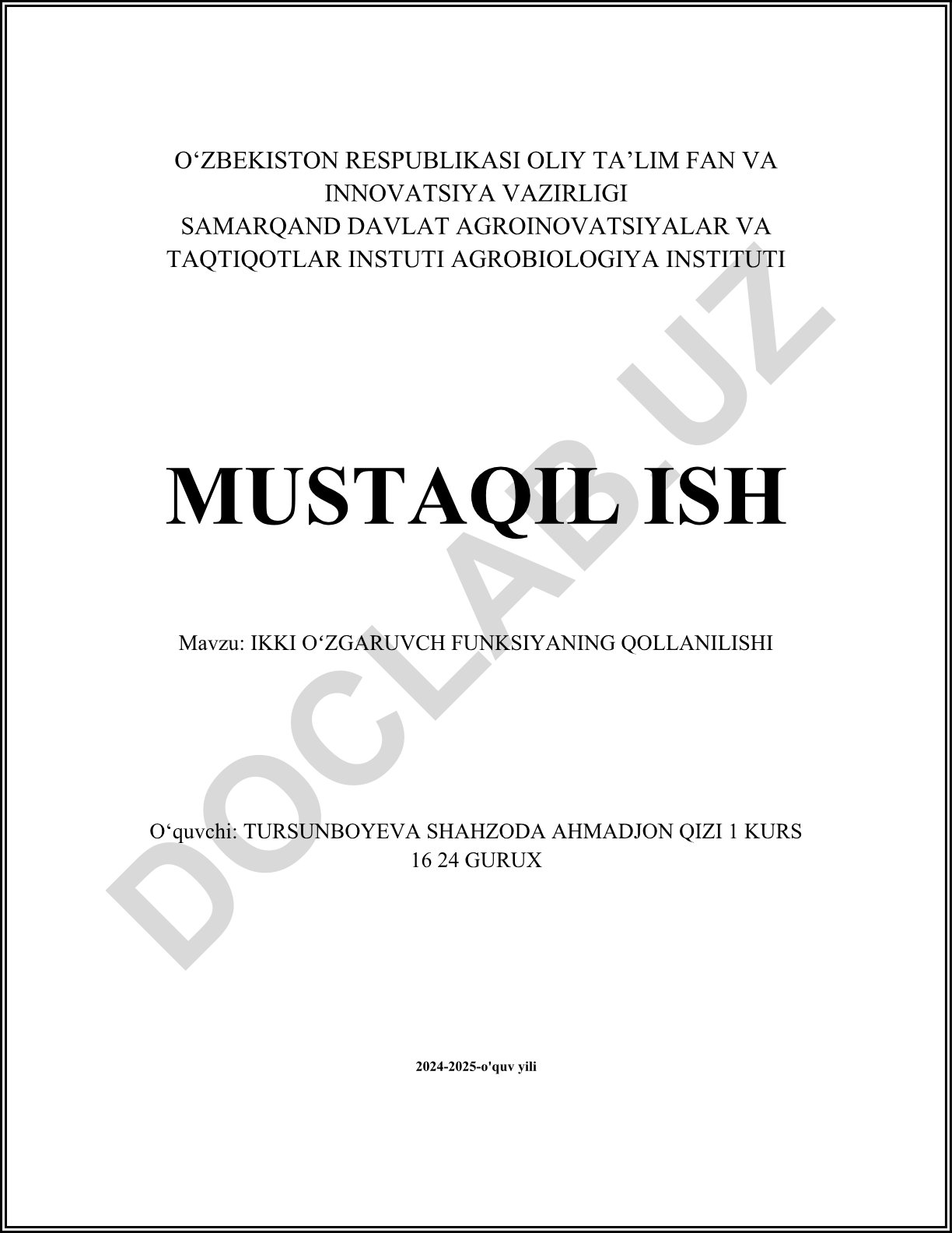 Ikkita o'zgaruvchili funksiyaning qo'llanilishi