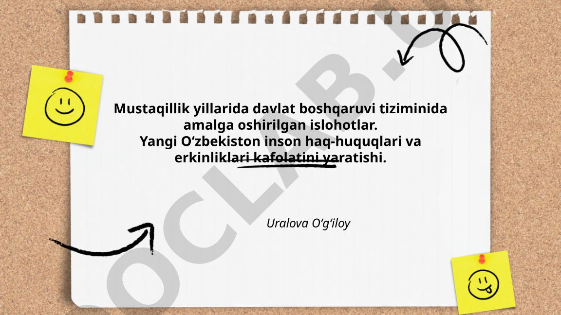 Mustaqillik yillarida davlat boshqaruvi tizimidagi islohotlar