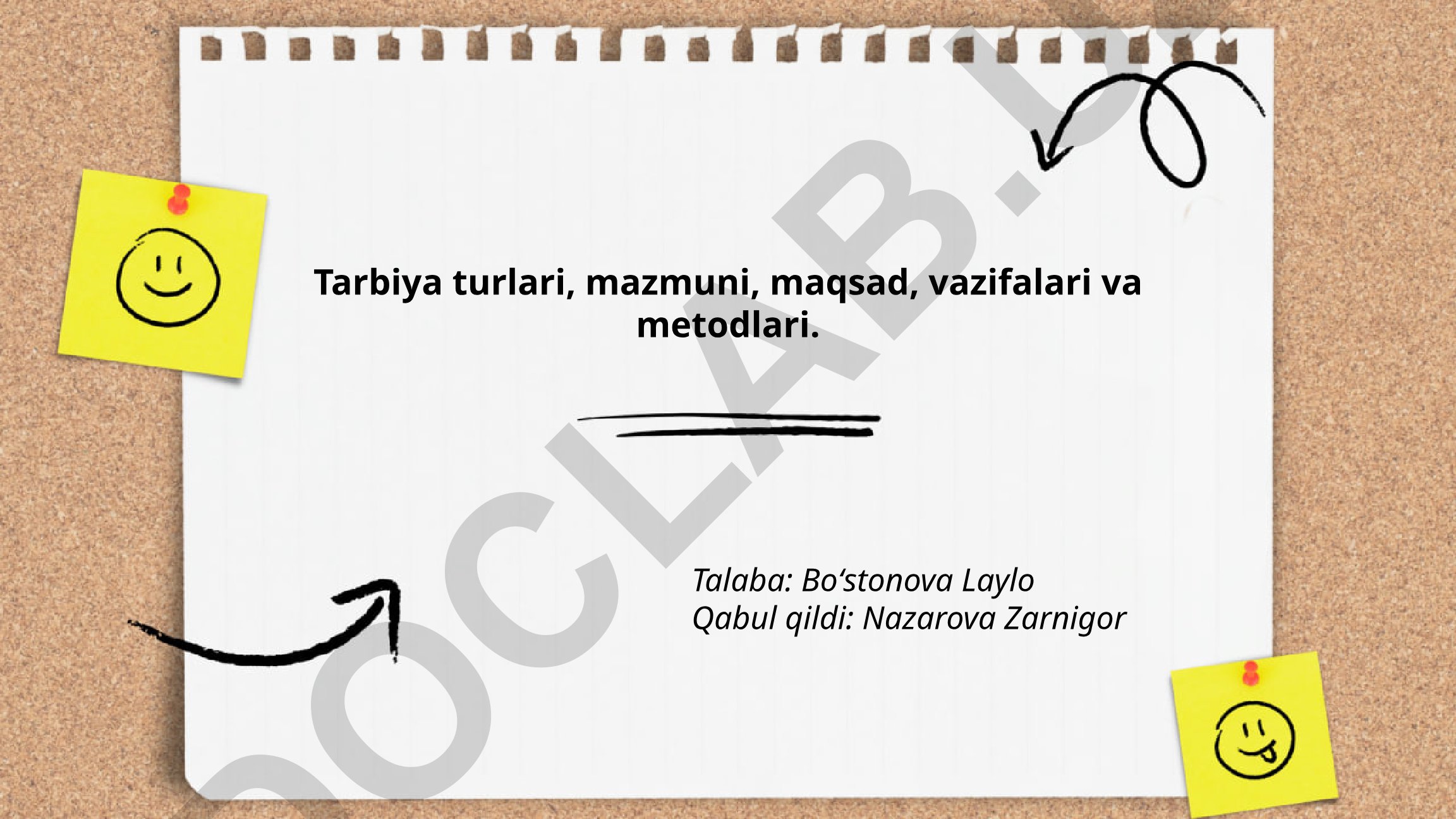 Ta'lim va tarbiyaning mazmuni, maqsadlari, turlari va metodlari