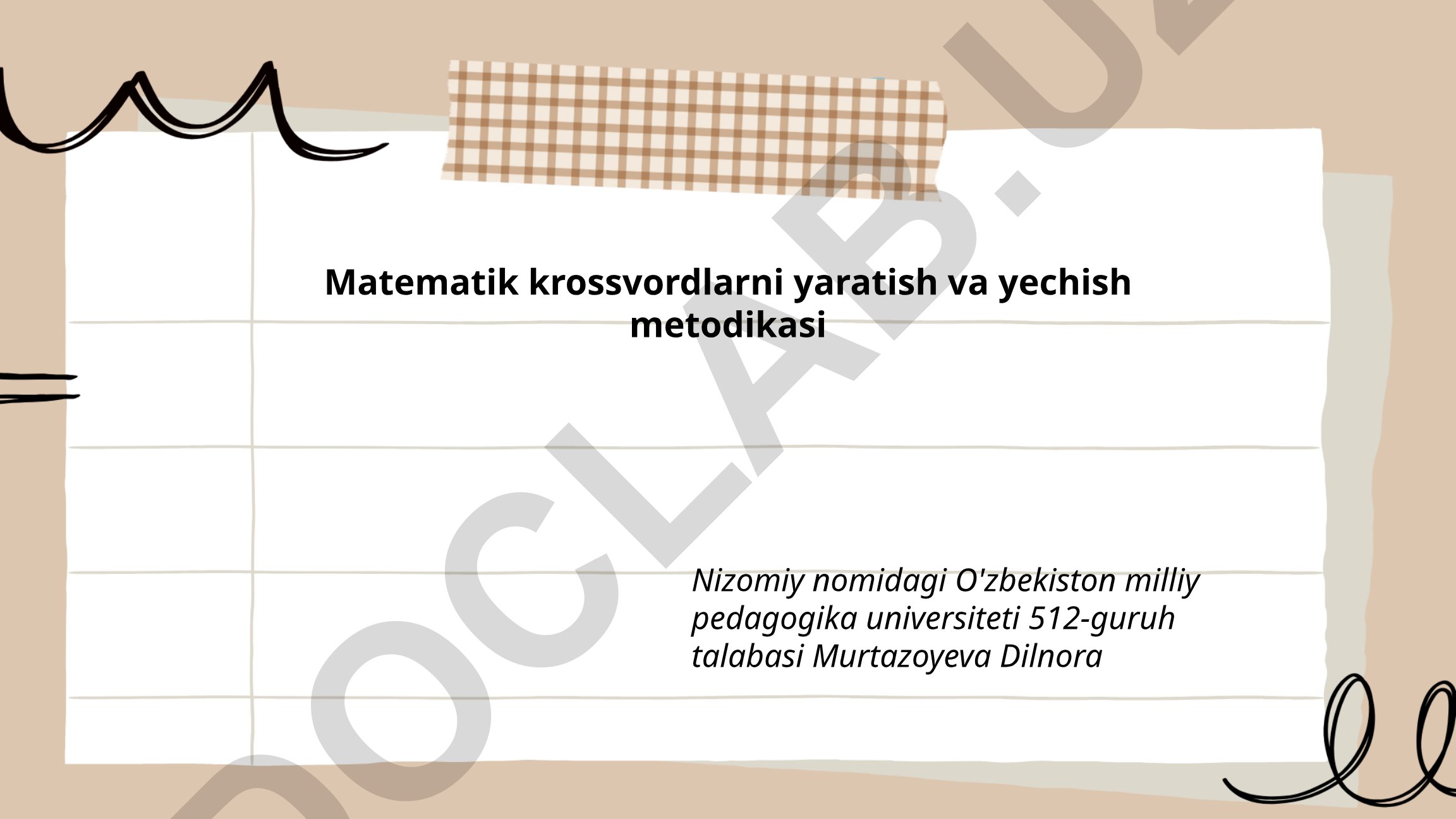 Matematik krossvordlarni yaratish va yechish metodikasi