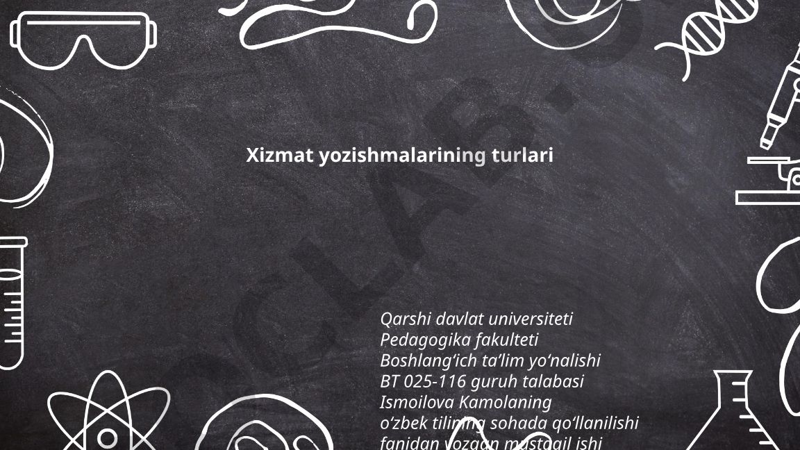 Xizmat yozishmalarining turlari