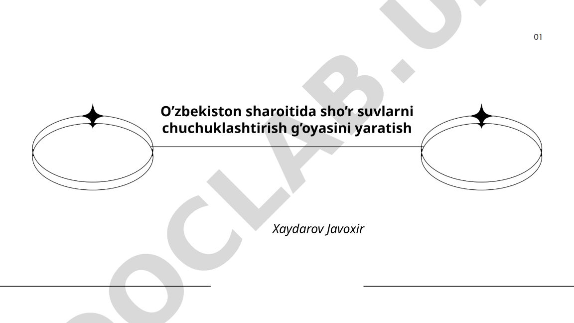 O'zbekiston sharoitida sho'r suvlarni chuchuklashtirish g'oyasini yaratish