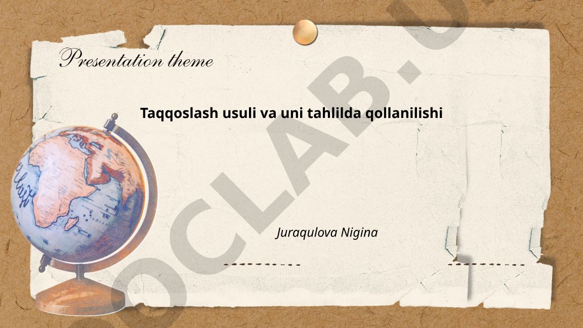Taqqoslash usuli va uni tahlilda qo‘llanilishi