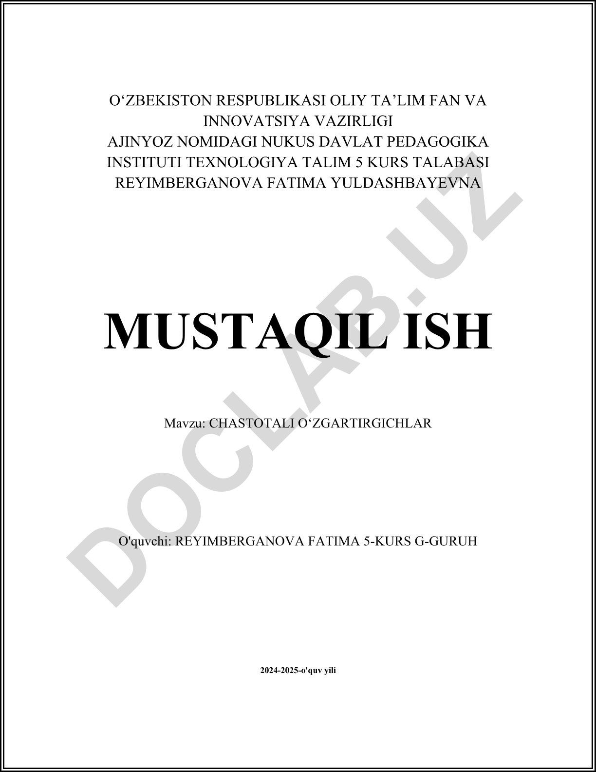 Chastotali o‘zgartirgichlar