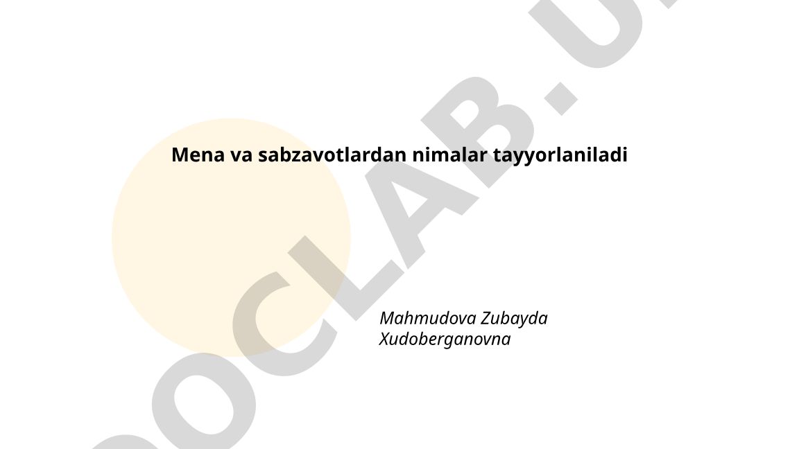 Meva va sabzavotlardan tayyorlanadigan ovqatlar