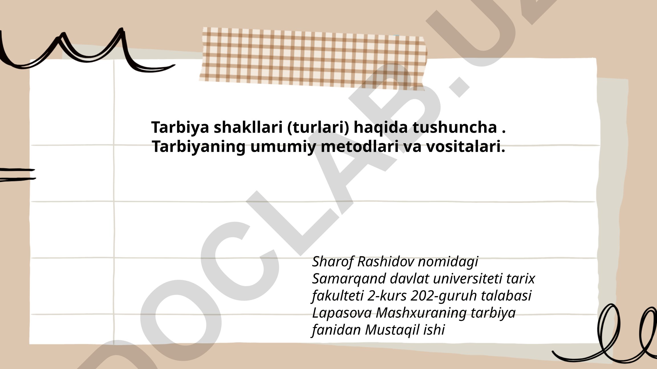Tarbiya shakllari va metodlari