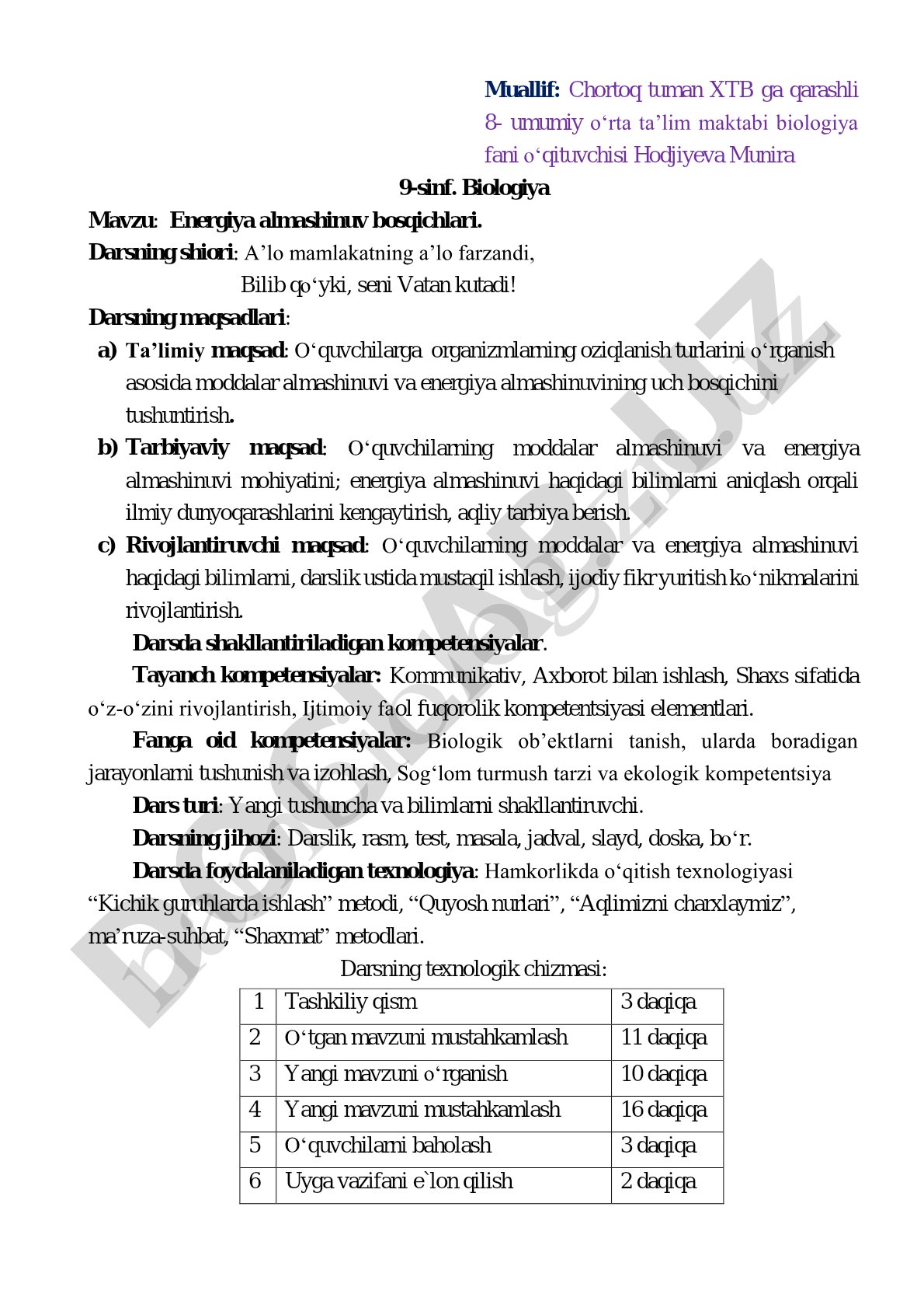 Energiya almashinuv bosqichlari