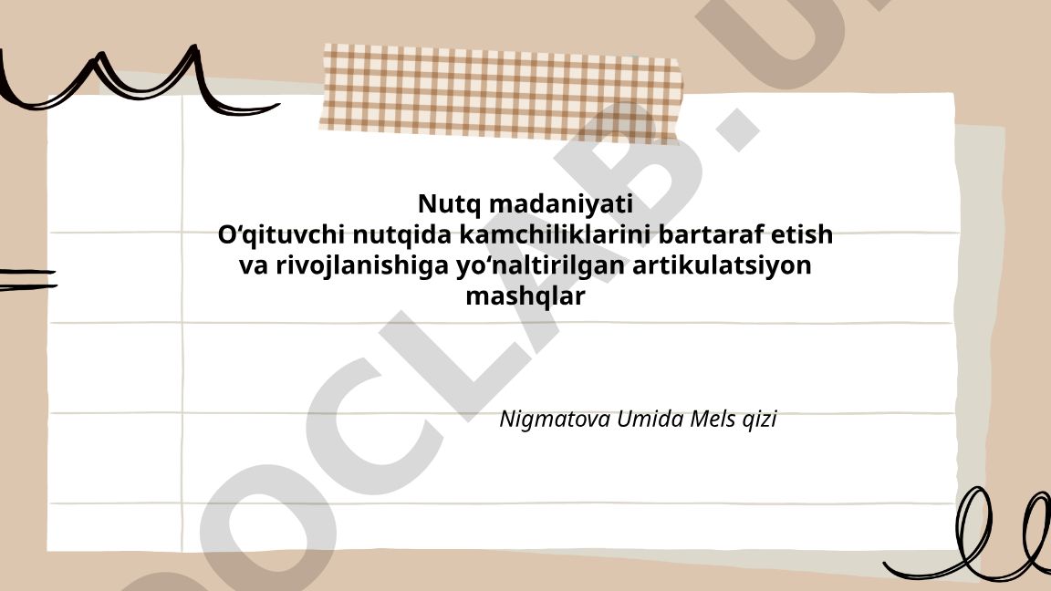Nutq madaniyati va o'qituvchi nutqidagi kamchiliklarni bartaraf etish