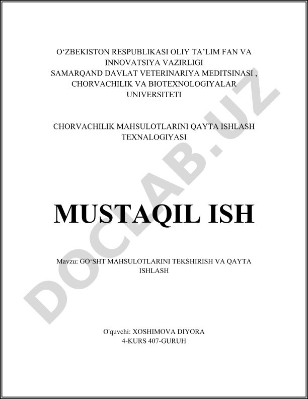 Goʻsht mahsulotlarini tekshirish va qayta ishlash