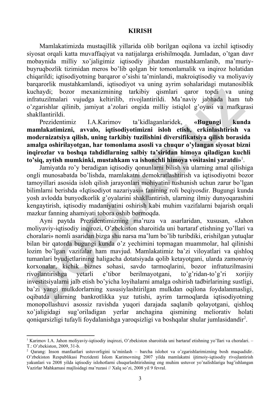 O'zbekistonda mustaqillik yillaridagi iqtisodiy siyosat va rivojlanish