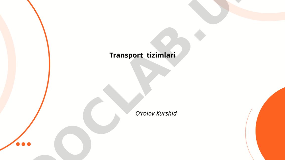 Transport tizimlari tuzilishi, turlari va infratuzilmasi