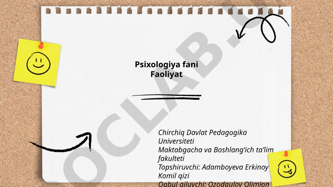 Psixologiya fani va kasbiy faoliyat