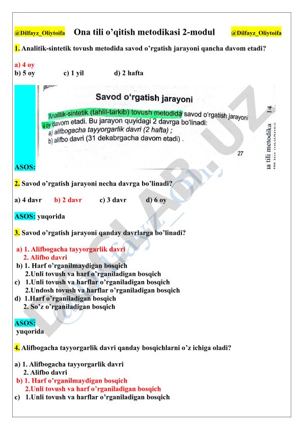 Ona tili o'qitish metodikasi 2-modul