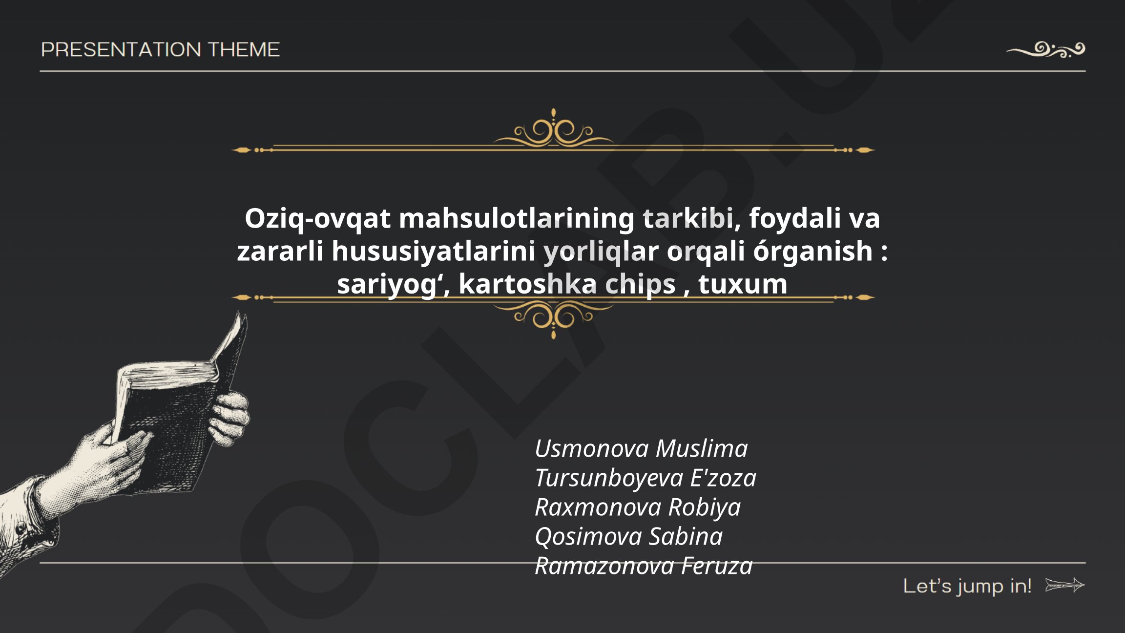 Oziq-ovqat mahsulotlarining tarkibi, foydali va zararli hususiyatlarini yorliqlar orqali o'rganish
