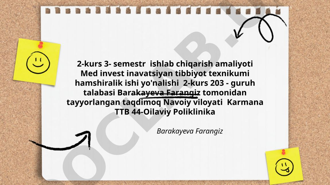 Karmana TTB 44-Oilaviy Poliklinikada ishlab chiqarish amaliyoti