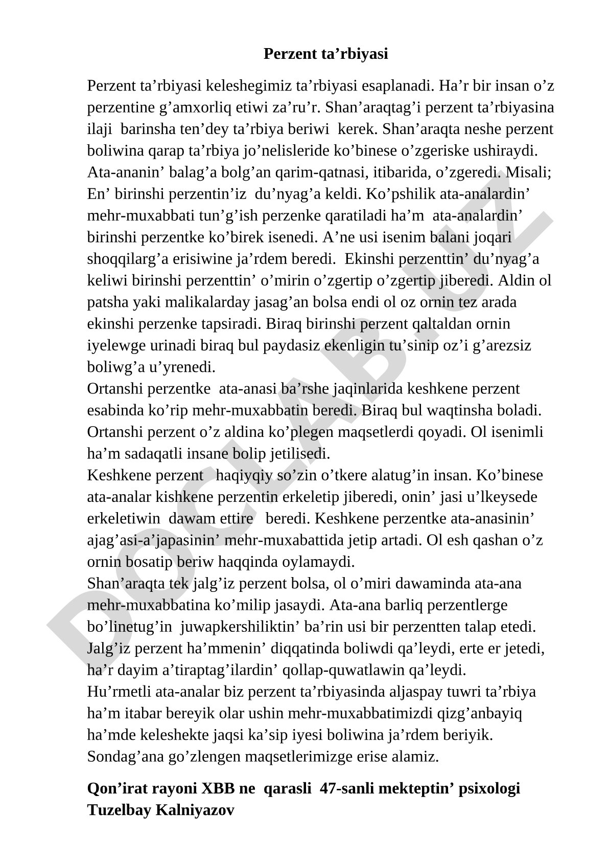 Perzent ta’rbiyasi