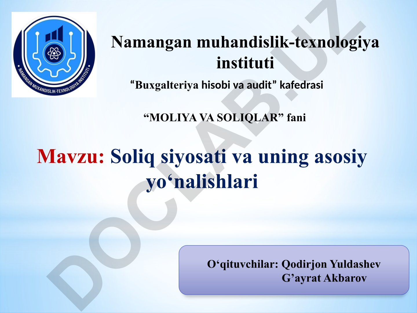 Soliq siyosati va uning asosiy yo‘nalishlari