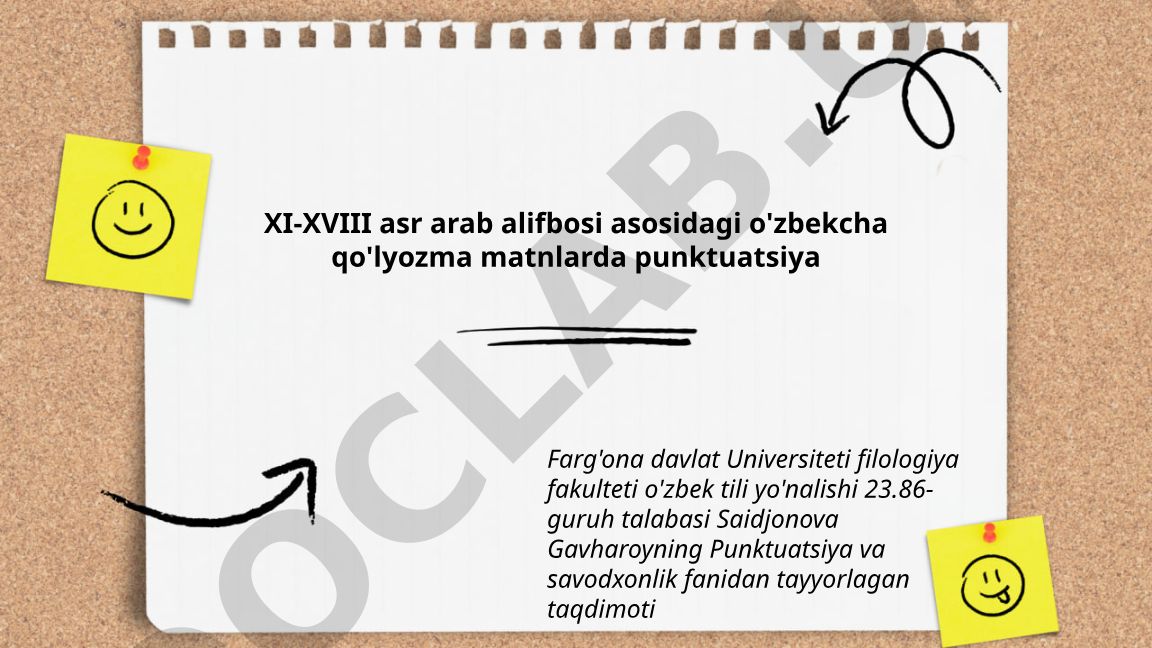 XI-XVIII asr arab alifbosi asosidagi o'zbekcha qo'lyozma matnlarda punktuatsiya