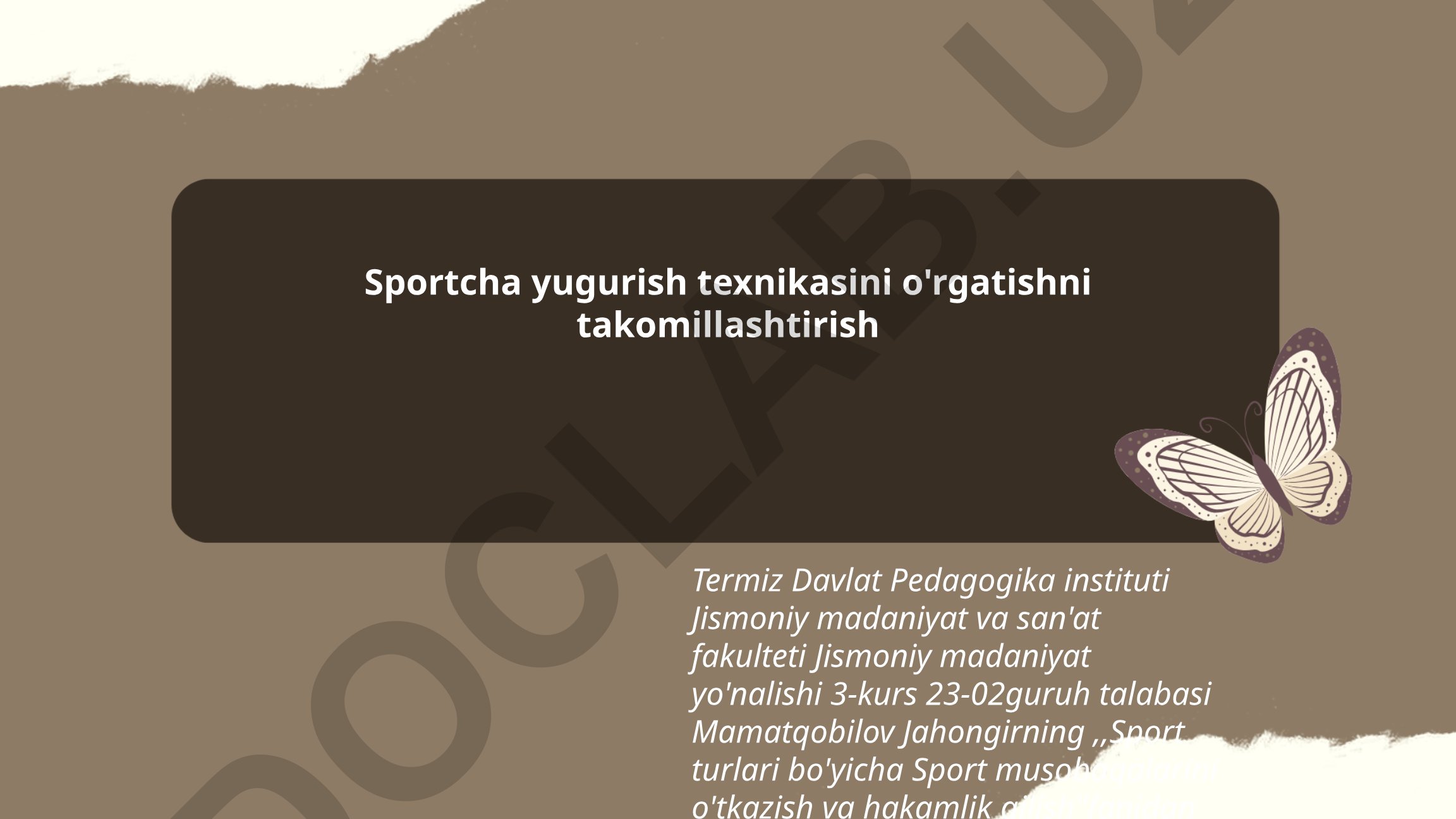 Sportcha yugurish texnikasini o'rgatishni takomillashtirish