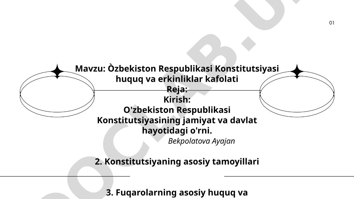 O'zbekiston Respublikasi Konstitutsiyasi huquq va erkinliklar kafolati