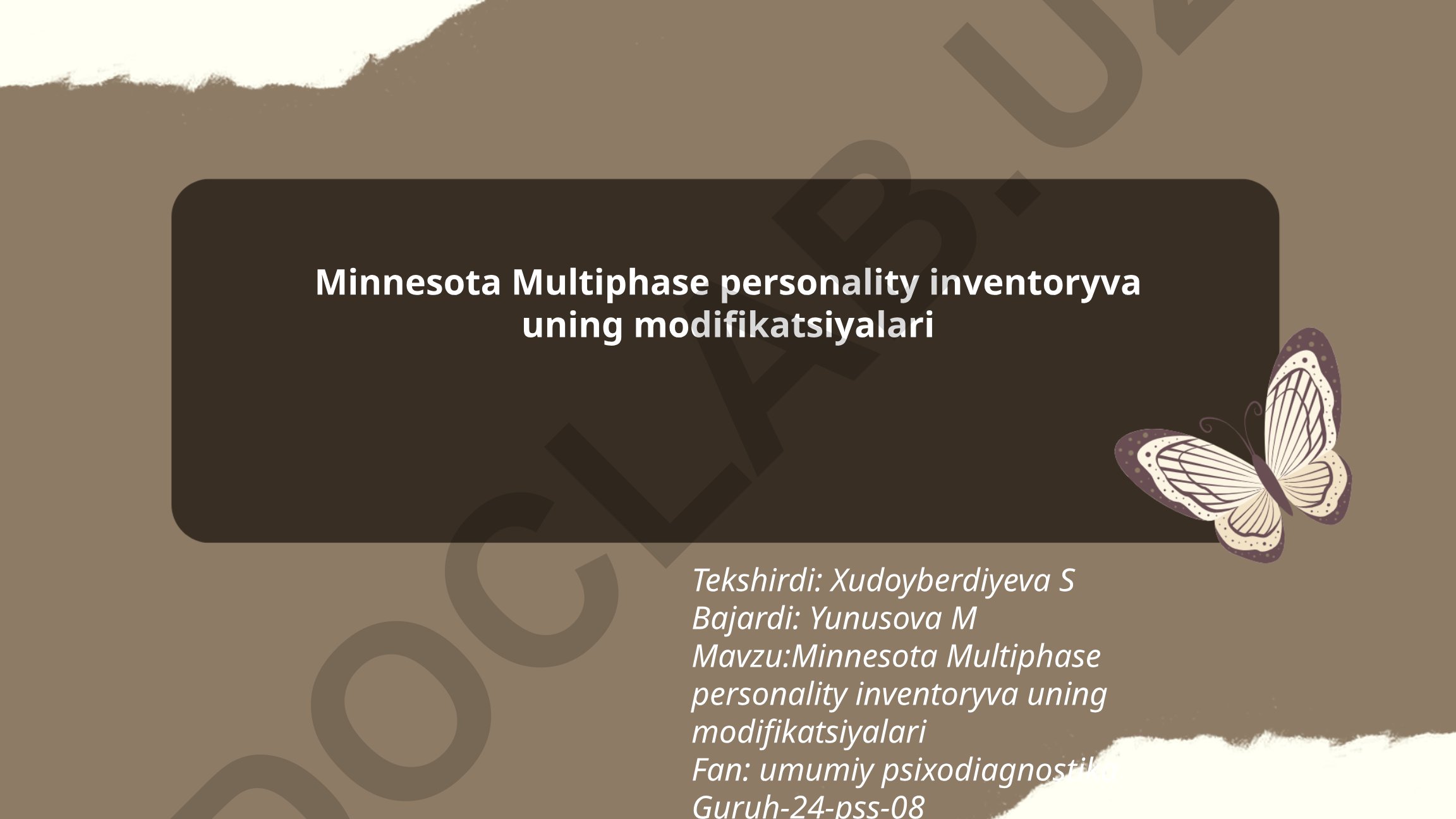 Minnesota Multiphase personality inventory va uning modifikatsiyalari