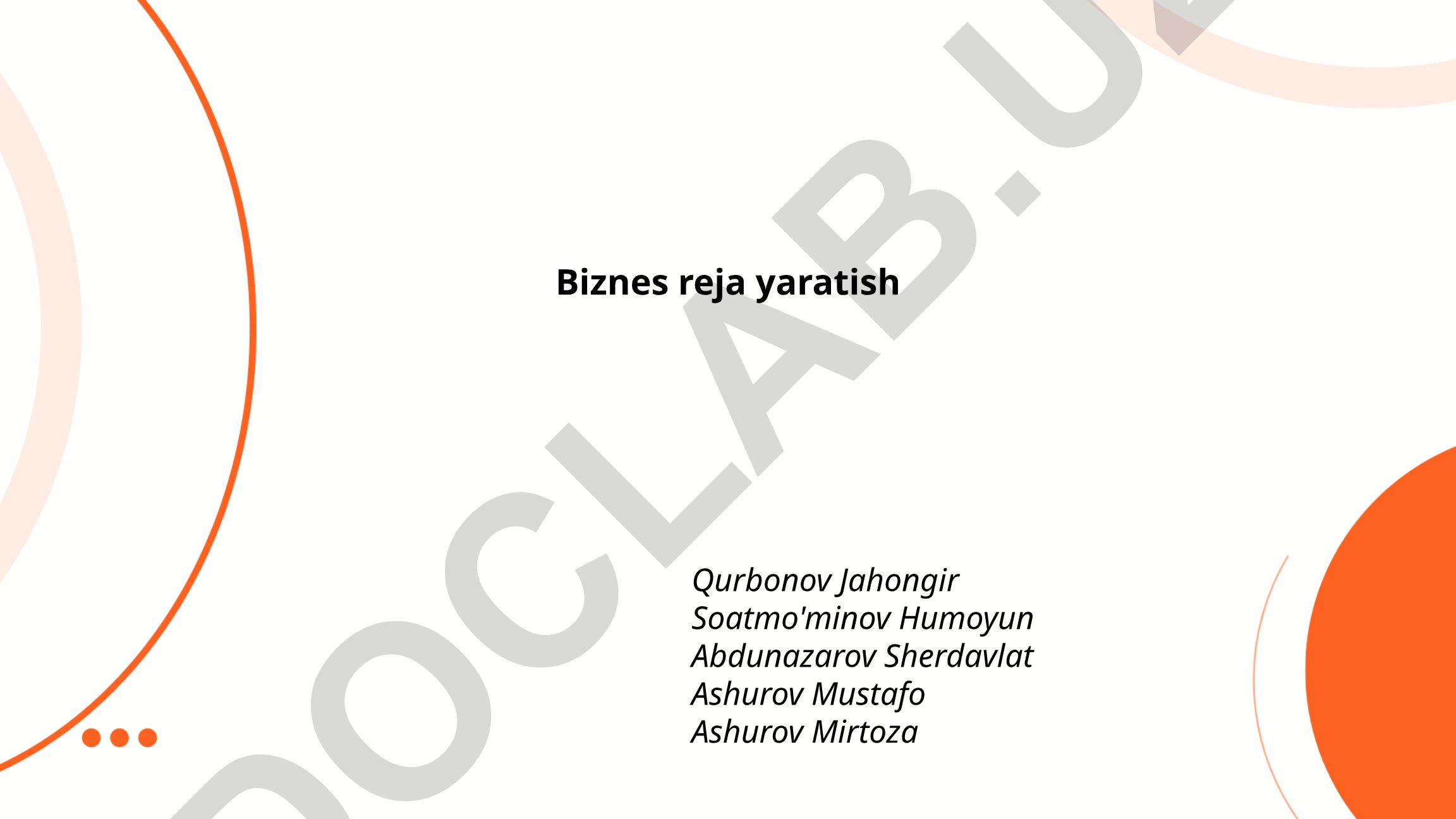 Biznes reja yaratish