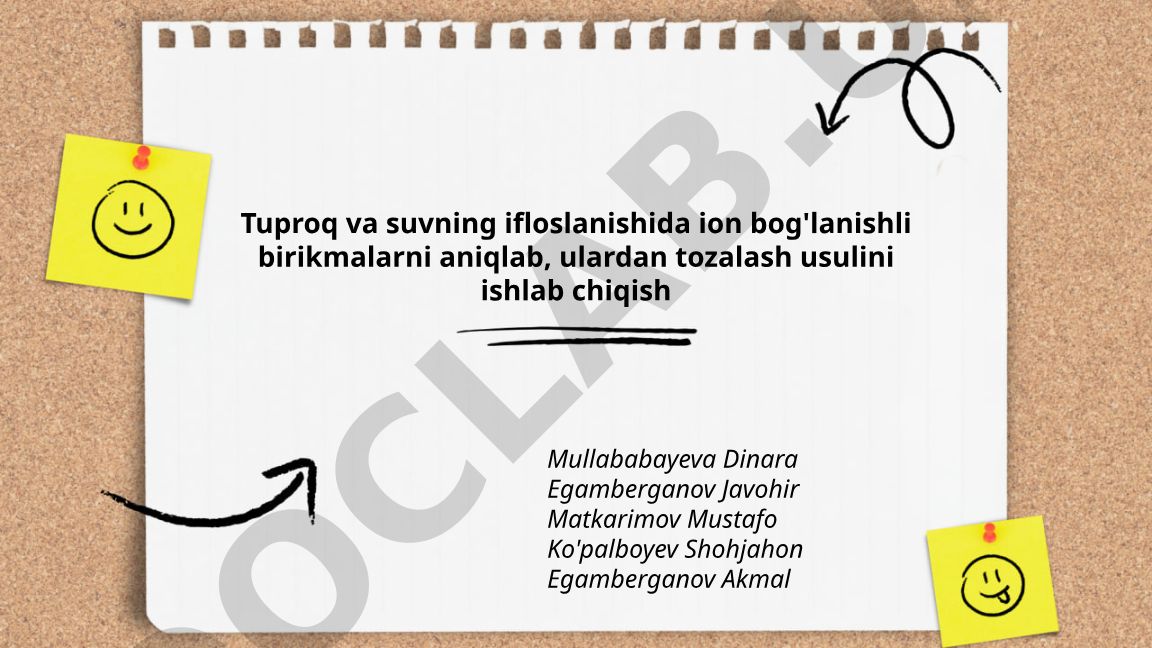 Tuproq va suvning ifloslanishida ion bog'lanishli birikmalarni aniqlash va tozalash usullari