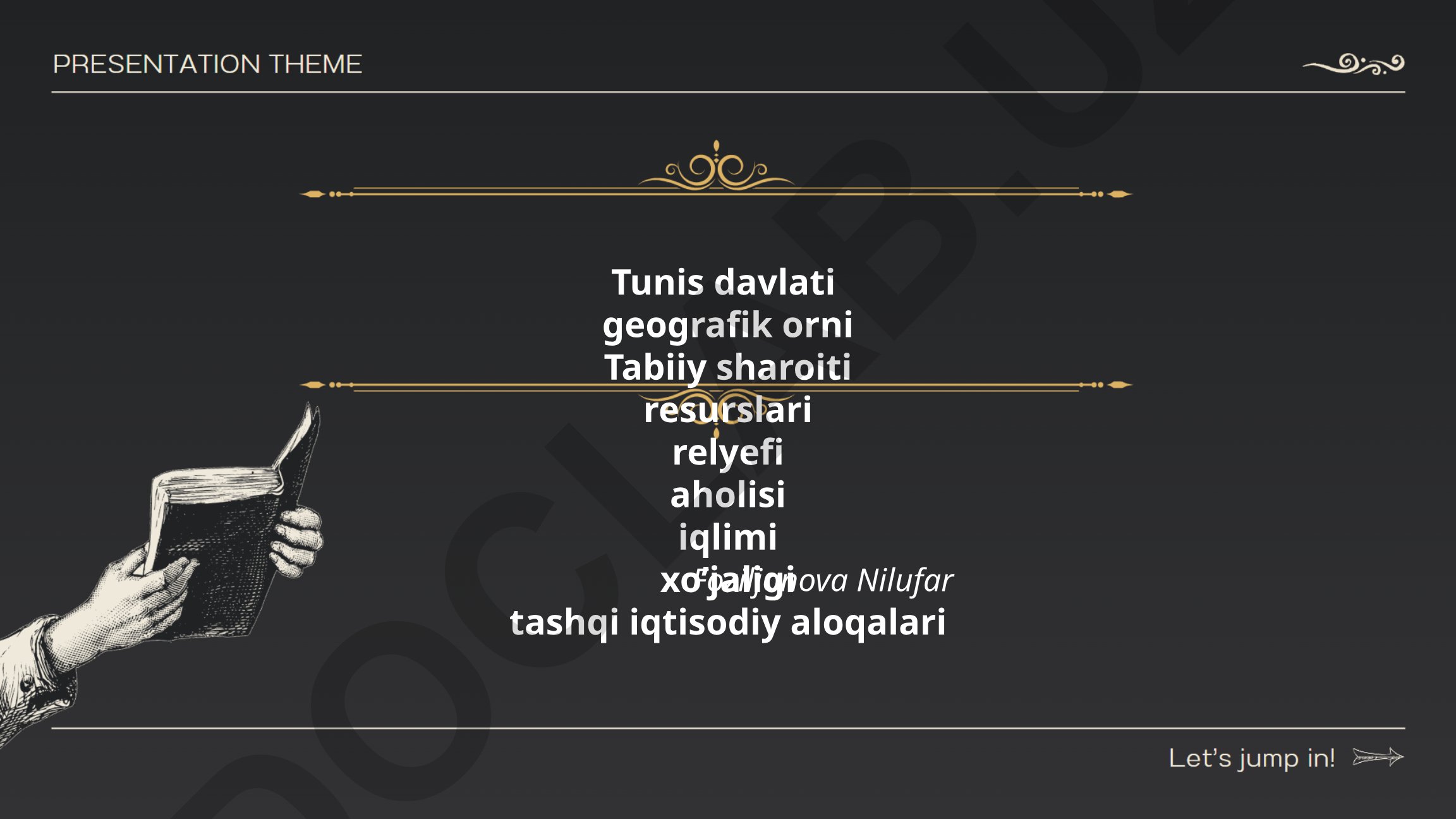 Tunis davlati geografik o'rni va tabiiy sharoiti