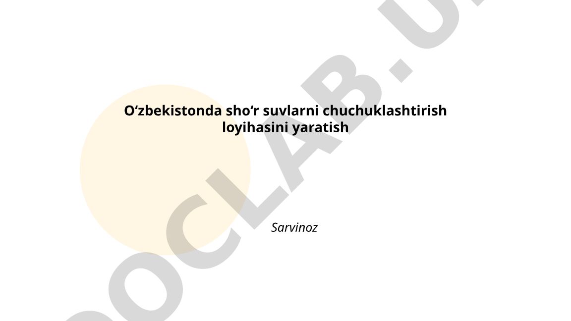 O‘zbekistonda sho‘r suvlarni chuchuklashtirish loyihasi
