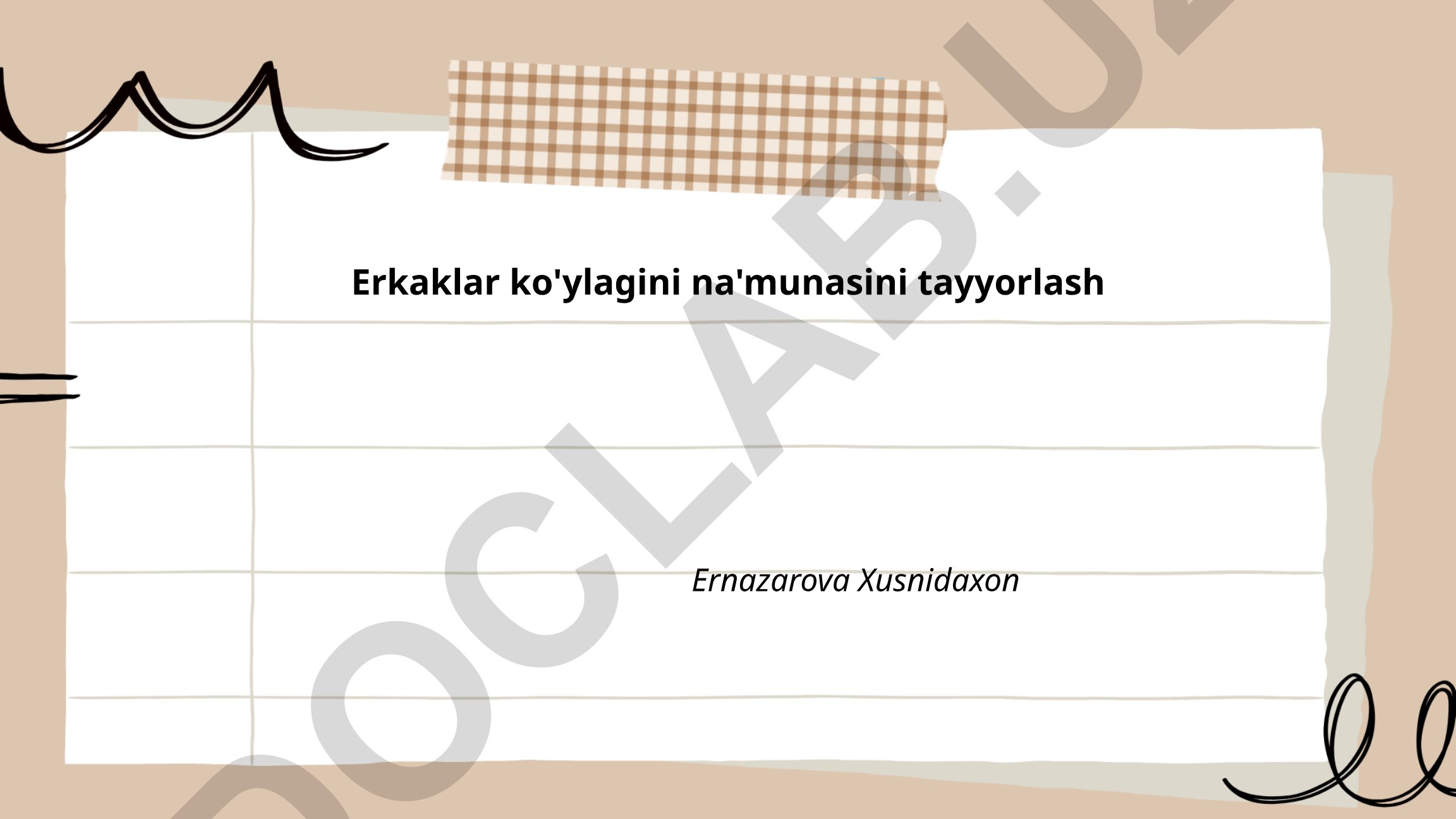 Erkaklar ko'ylagini na'munasini tayyorlash