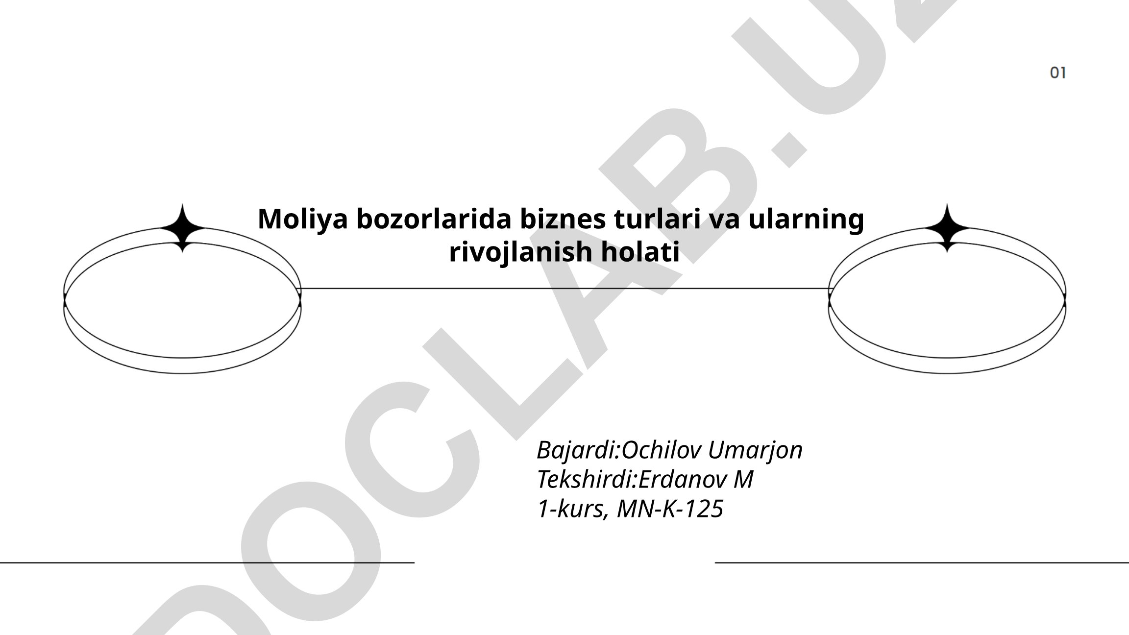 Moliya bozorlarida biznes turlari va ularning rivojlanish holati