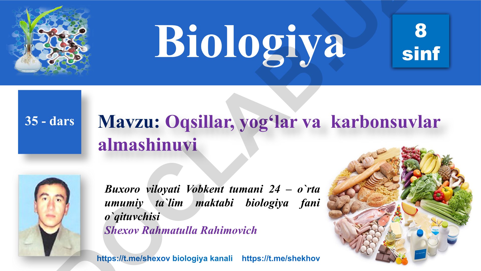 Oqsillar, yog‘lar va karbonsuvlar almashinuvi