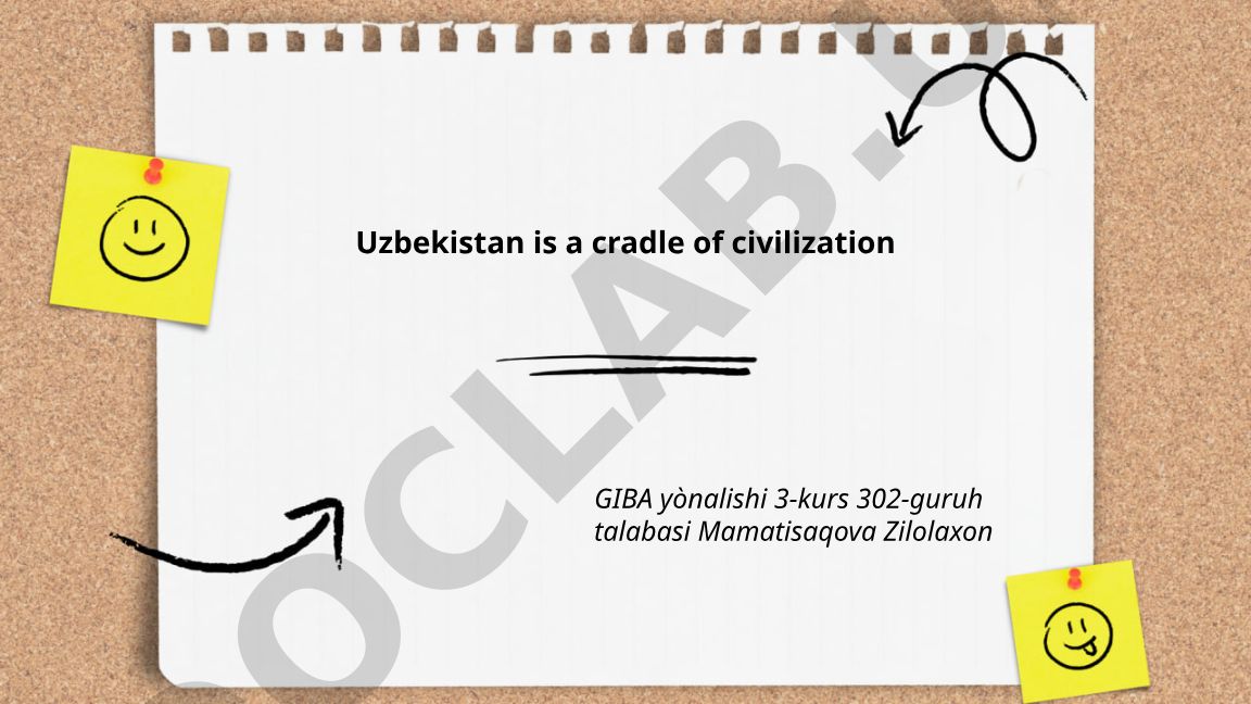 O'zbekiston - madaniyat beshigi