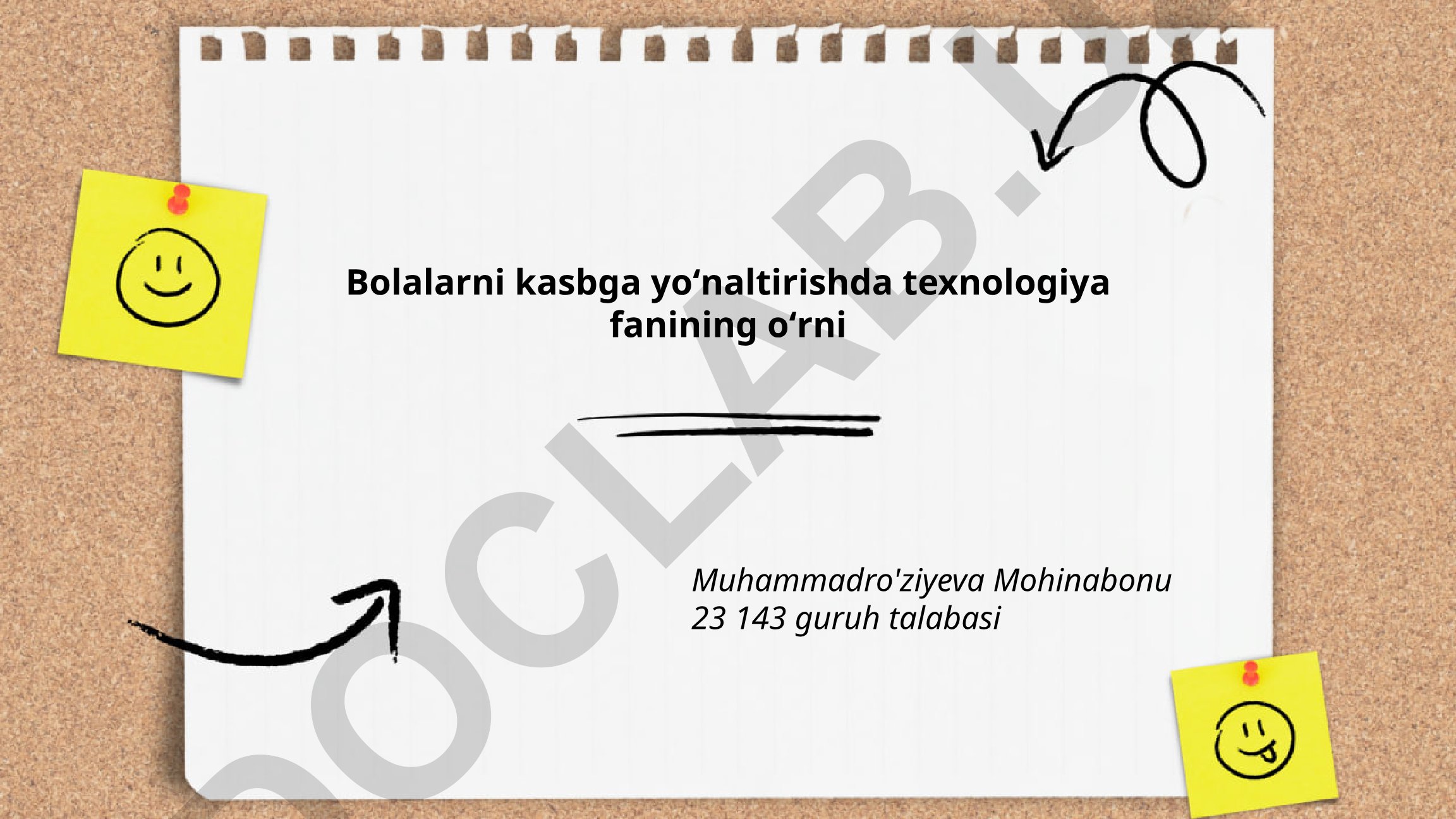 Bolalarni kasbga yoʻnaltirishda texnologiya fanining oʻrni