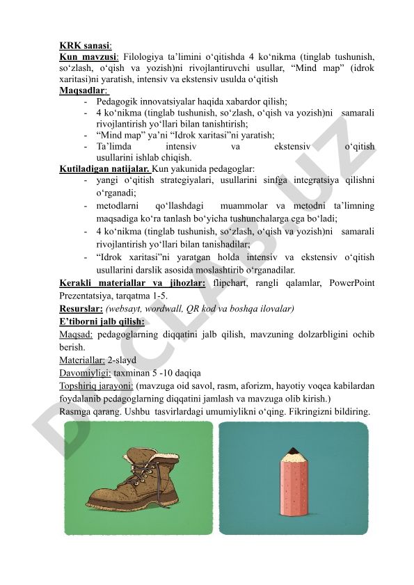 Filologiya ta'limida 4 ko'nikmani rivojlantirish usullari va idrok xaritasi