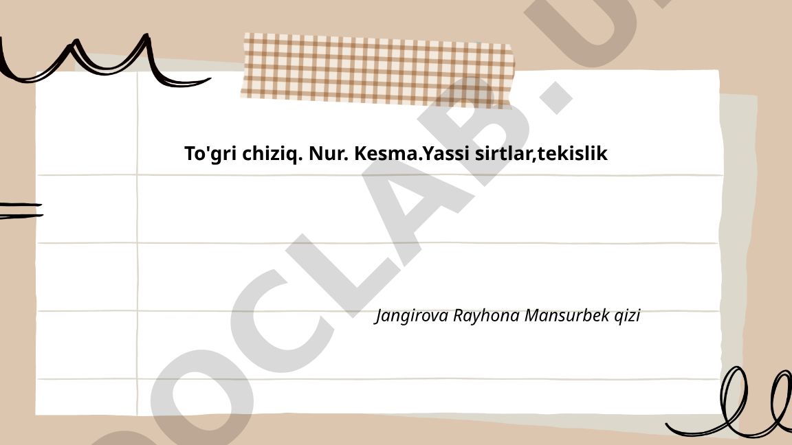 To'g'ri chiziq, nur va kesma tushunchalari