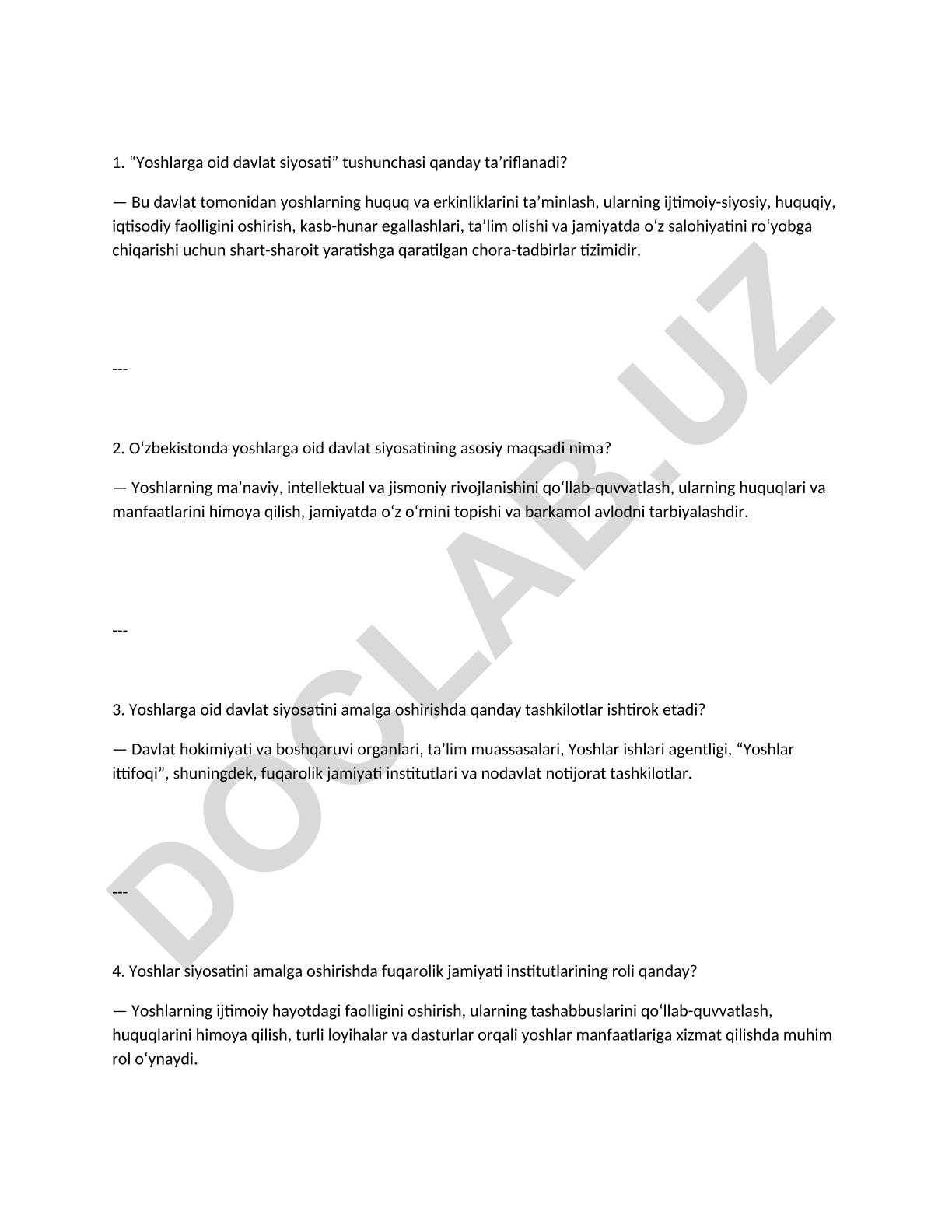Yoshlarga oid davlat siyosati