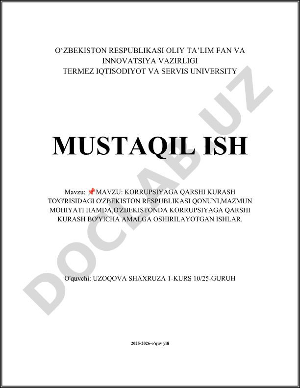 Korrupsiyaga qarshi kurash to'g'risidagi O'zbekiston Respublikasi qonuni, mazmun mohiyati va amalga oshirilayotgan ishlar
