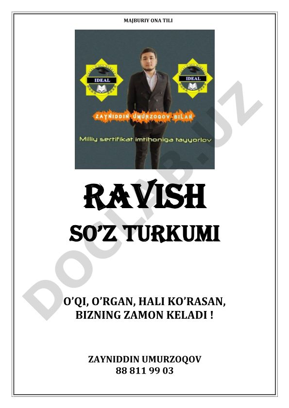 O'zbek tilida ravish so'z turkumi
