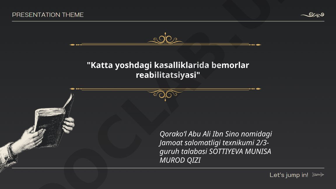 Katta yoshdagi kasalliklarida bemorlar reabilitatsiyasi