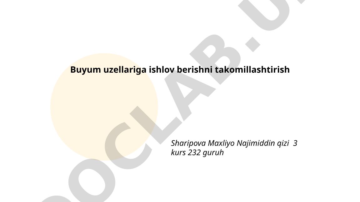 Buyum uzellariga ishlov berishni takomillashtirish