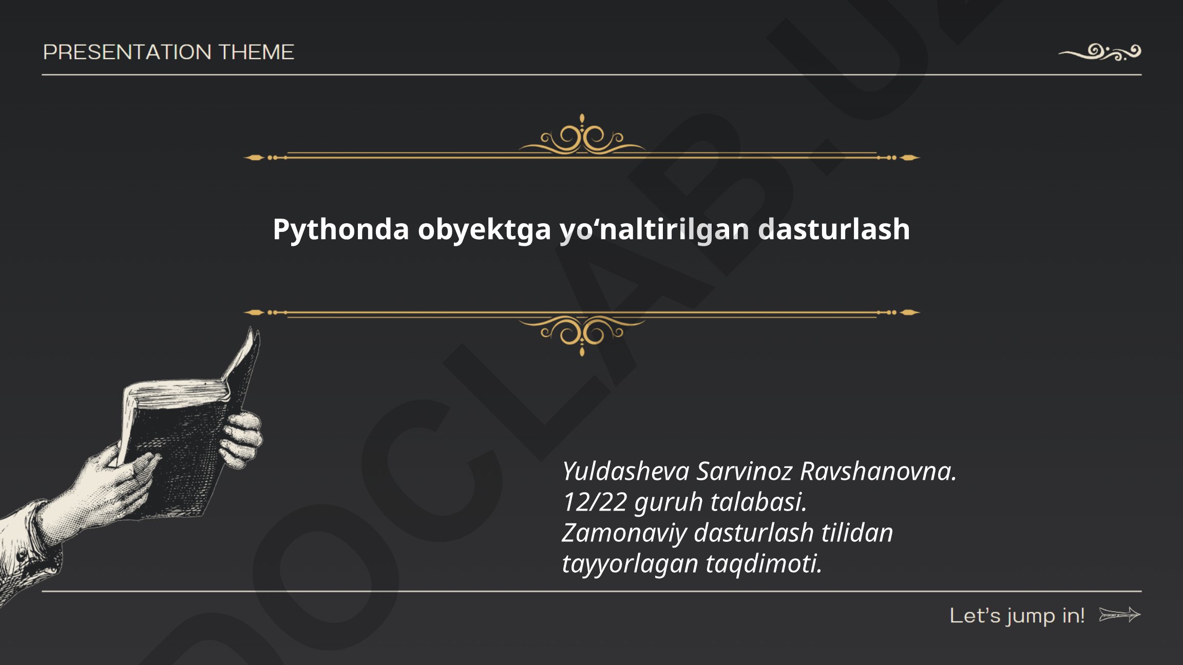 Pythonda obyektga yo‘naltirilgan dasturlash