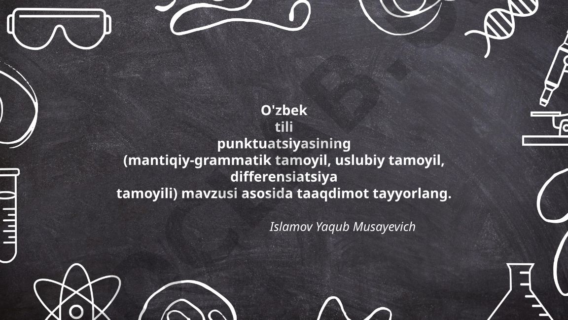 O'zbek tili punktuatsiyasining tamoyillari