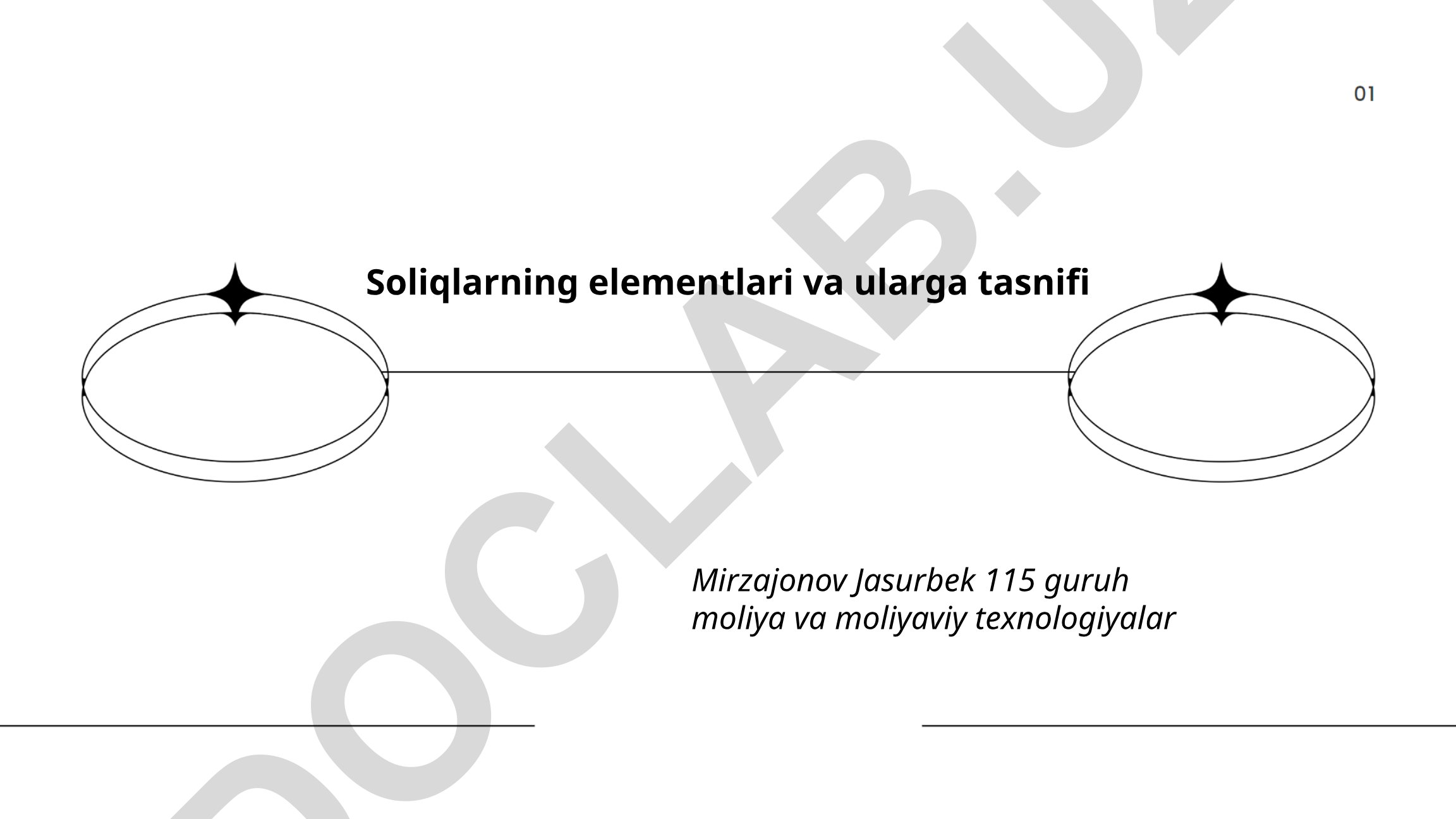 Soliqlarning elementlari va ularga tasnifi