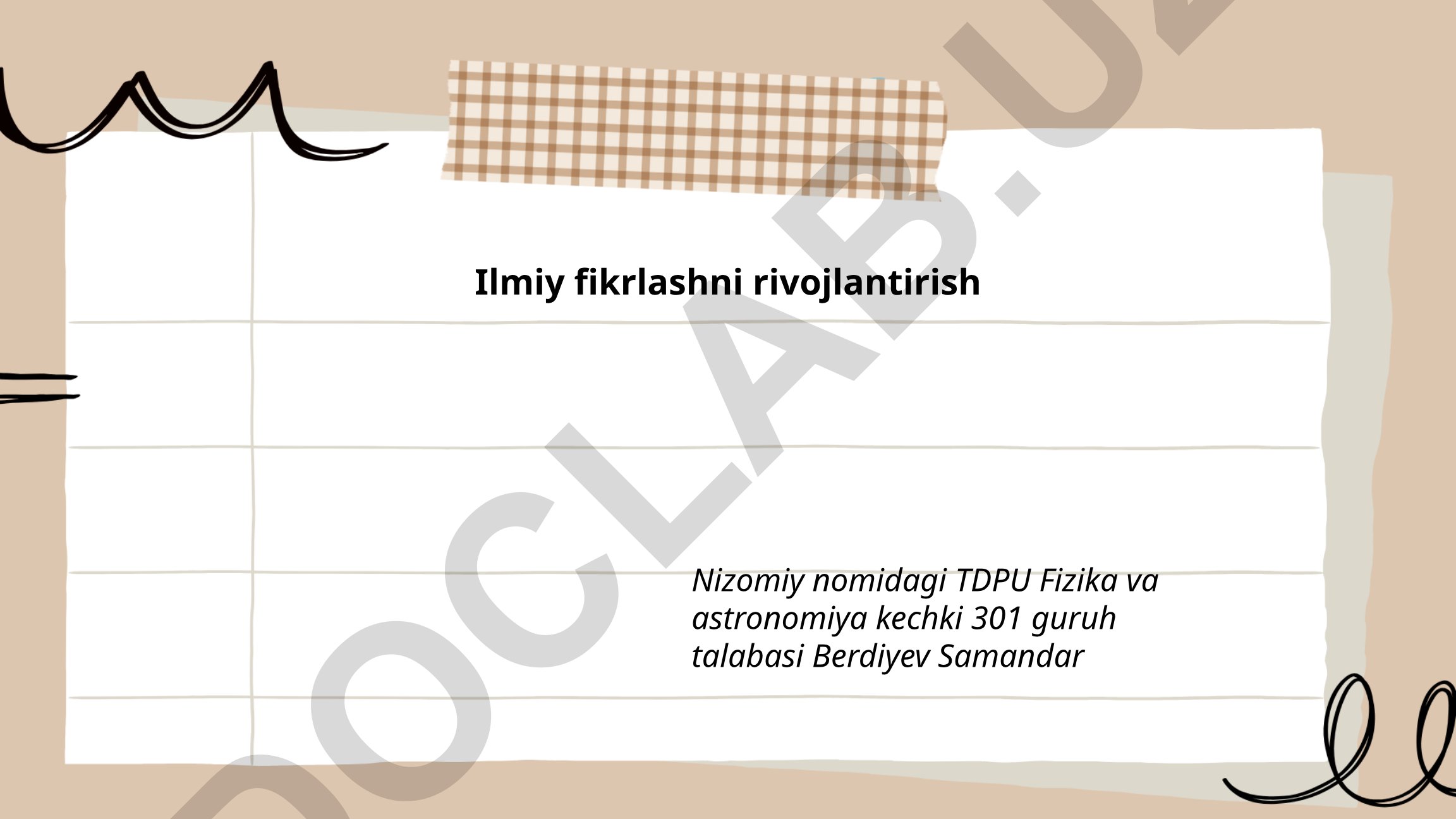 Ilmiy fikrlashni rivojlantirish