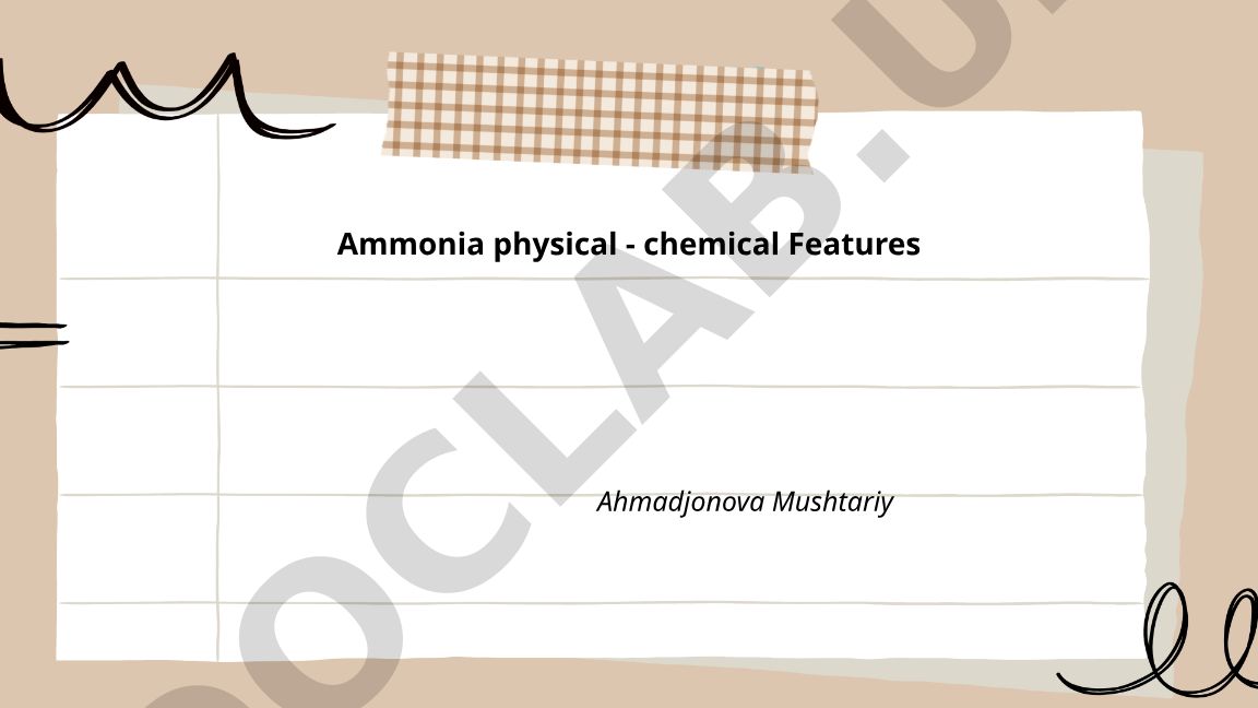 Ammonia physical - chemical Features