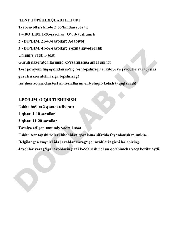 Test topshiriqlari kitobi