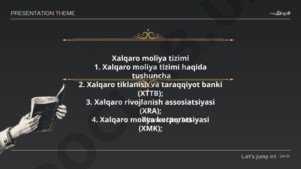 Xalqaro moliya tizimi: tushunchasi, tamoyillari va asosiy institutlar