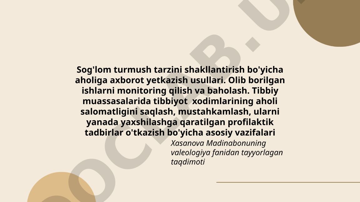 Sog'lom turmush tarzini shakllantirish bo'yicha aholiga axborot yetkazish usullari