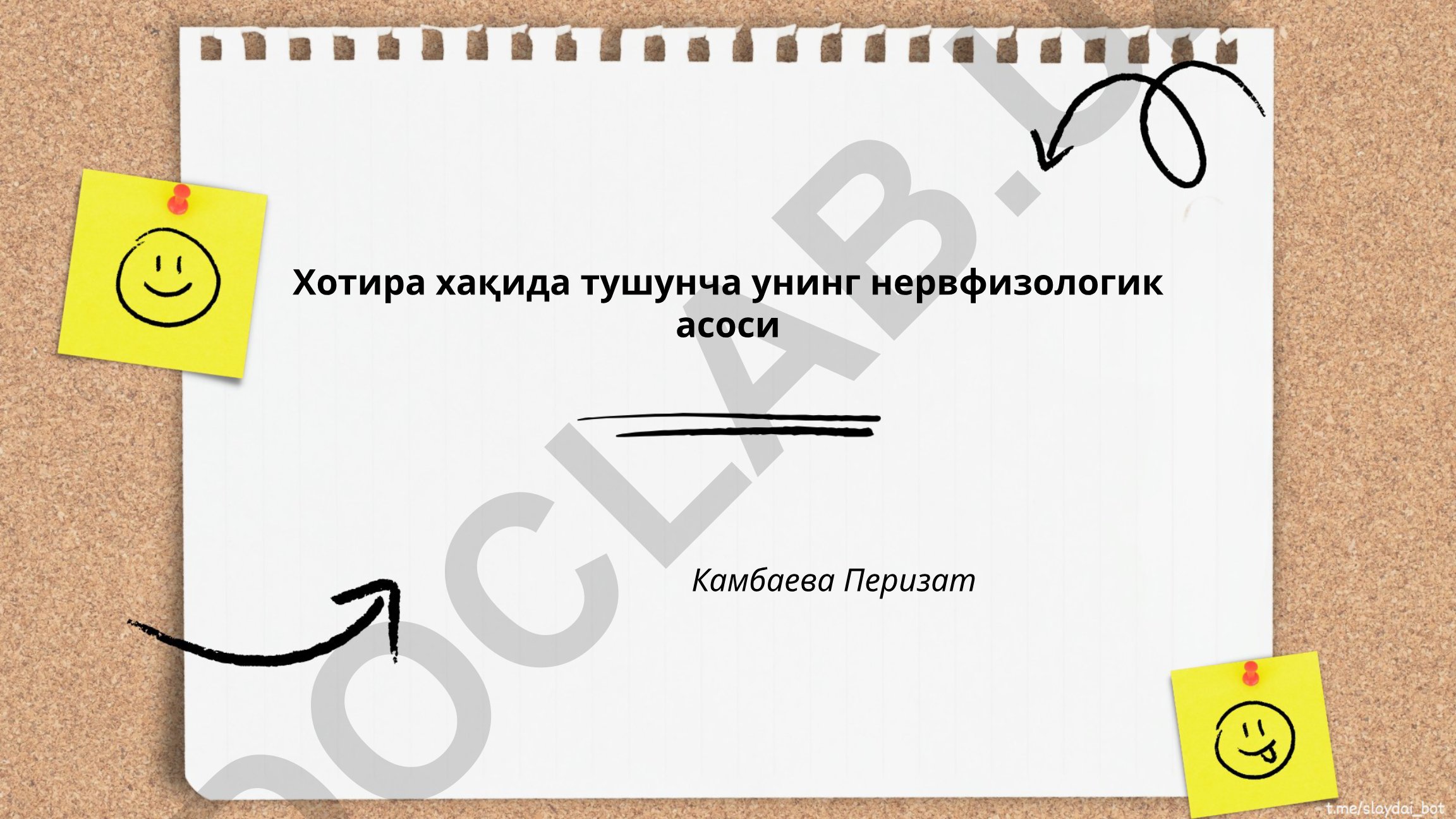 Хотира хақида тушунча унинг нервфизологик асоси